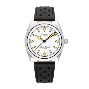 Nivada Grenchen Super Antarctic White - Yellow Luminova / Stainless Steel / Black Racing