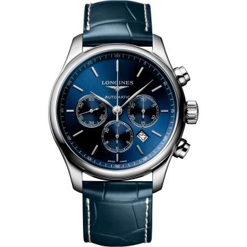 Longines Master Collection 44 Chronograph Stainless Steel / Blue / Alligator