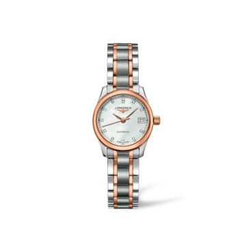 Longines Master Collection Date 25.5 Stainless Steel - Pink Gold / MOP / Bracelet