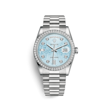 Rolex Day-Date 36 Platinum Diamonds / President / Ice Blue Computer