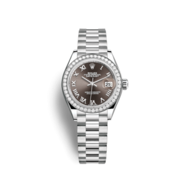 Rolex Lady-Datejust 28 Platinum Diamond / President / Dark Grey Roman