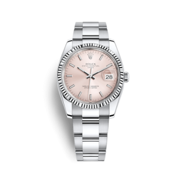 Rolex Oyster Perpetual Date 34 Stainless Steel Fluted / Oyster / Pink