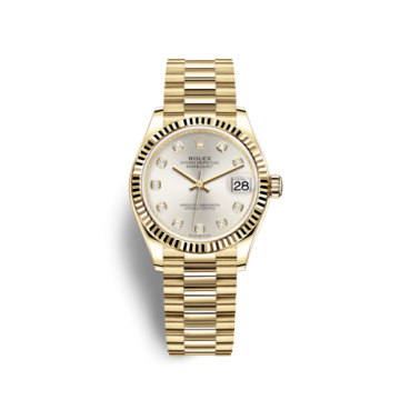 Rolex Datejust 31 Yellow Gold / Fluted / Silver - Diamond / President