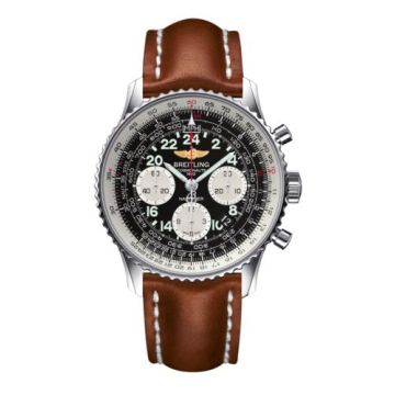 Breitling Cosmonaute Stainless Steel / Black  / Calf