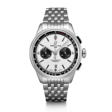 Breitling Premier B01 Chronograph 42 Stainless Steel / Silver / Croco / Pin