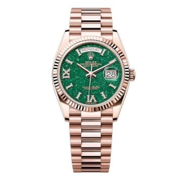 Rolex Day-Date 36 Everose Gold - Fluted  / Green Aventurine / President