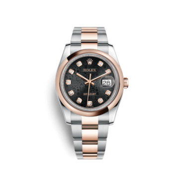 Rolex Datejust 36 Rolesor Everose Domed / Oyster / Black Computer