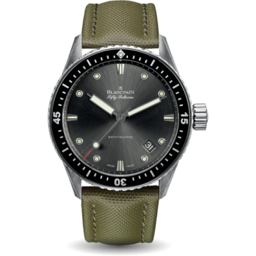 Blancpain Fifty Fathoms Bathyscaphe Stainless Steel / Grey / Sand Canvas