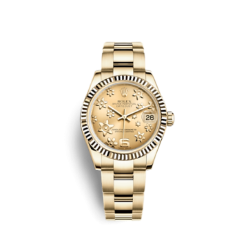 Rolex Datejust 31 Yellow Gold Fluted / Oyster / Champagne Floral