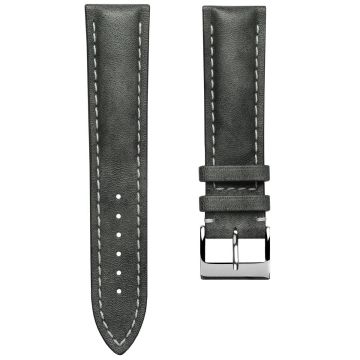 Ostend Thick Padded Leather Watch Strap - Patina Grey - 24mm