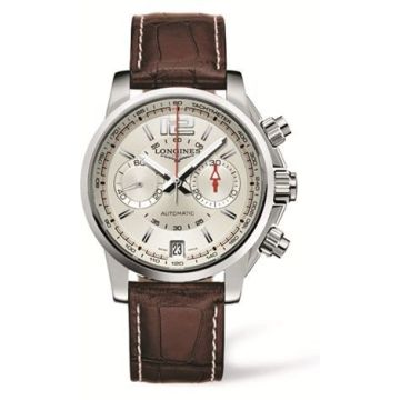 Longines Admiral Chronograph Silver Brown Strap