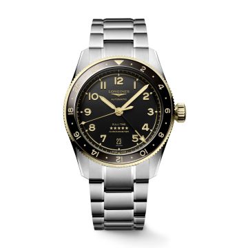 Longines Spirit Zulu Time 39 Stainless Steel - Yellow Gold / Anthracite / Bracelet
