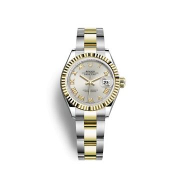 Rolex Lady-Datejust 28 Rolesor Yellow Fluted / Oyster / Silver Roman
