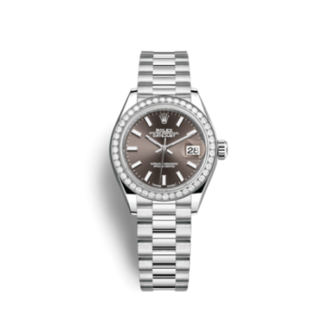 Rolex Lady-Datejust 28 Platinum Diamond / President / Dark Grey