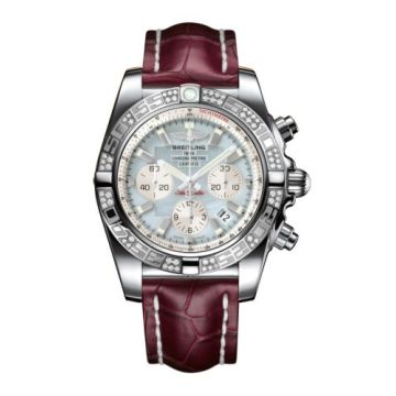 Breitling Chronomat 44 Stainless Steel / Diamond / Gray Pearl / Croco