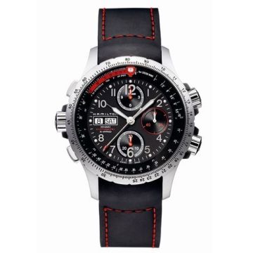 Hamilton Khaki Aviation X-Wind Automatic Black-Orange / Leather