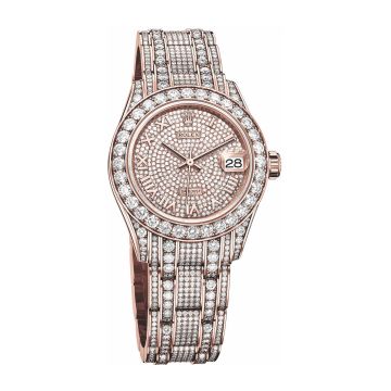 Rolex Datejust Pearlmaster 34 White Gold Diamond / Paved Roman