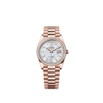 Rolex Day-Date 36 Everose Gold / Diamond / MOP - Baguette / President
