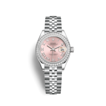 Rolex Lady-Datejust 28 Stainless Steel / Diamond / Pink - Roman / Jubilee