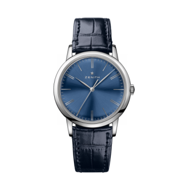 Zenith Elite Classic Stainless Steel / Blue / Alligator
