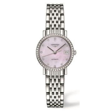 Longines Elegant Collection 25.5 Automatic Stainless Steel / Diamond / Pink MOP / Bracelet