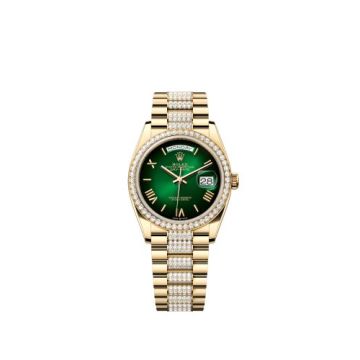 Rolex Day-Date 36 Yellow Gold Diamond / Green - Ombré / President - Diamond