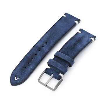 Navy Blue Nubuck Leather Quick Release Strap 19mm to 22mm - 21mm