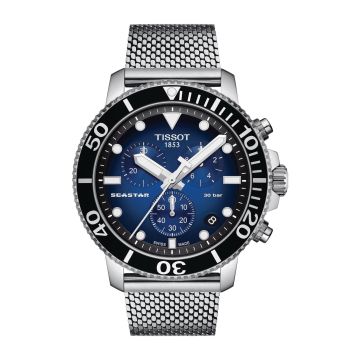 Tissot Seastar 1000 Chronograph Quartz 45.5 Stainless Steel / Gradient Blue / Mesh