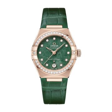 Omega Constellation Manhattan 29 Co-Axial Master Chronometer Sedna Gold / Diamond / Red Aventurine
