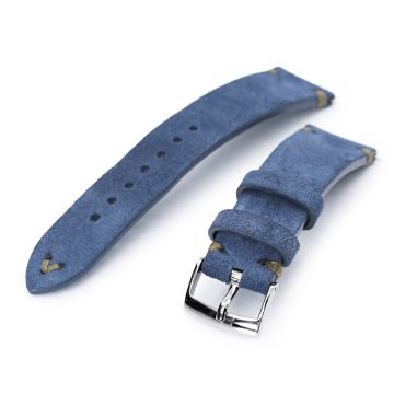 Blue Quick Release Italian Suede Leather Watch Strap, Military Green St. - 25mm