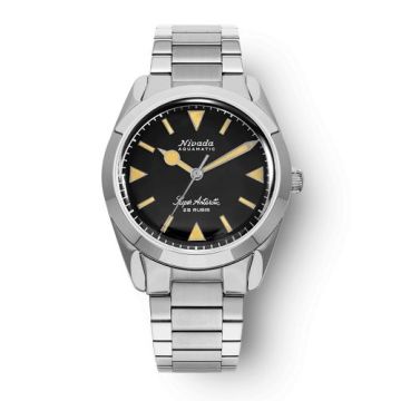 Nivada Grenchen Super Antarctic Black - Yellow Luminova / Stainless Steel / Flat Link