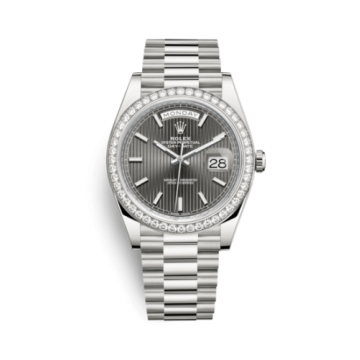 Rolex Day-Date 40 White Gold - Diamond / Grey Tuxedo