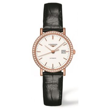 Longines Elegant Collection Automatic 29 Pink Gold / Diamond / White