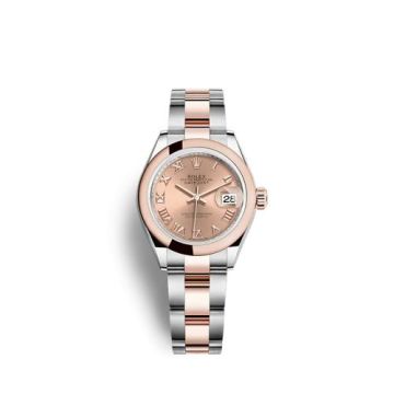 Rolex Lady-Datejust 28 Stainless Steel / Rose Gold / Domed / Rose - Roman / Oyster