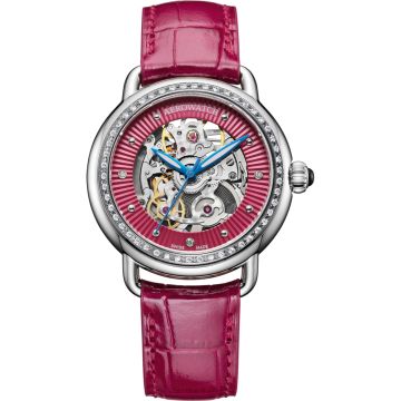 Aerowatch 1942 Lady Automatic Skeleton Diamonds Red