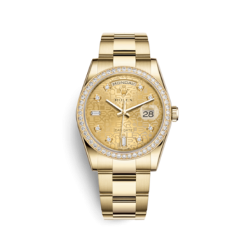 Rolex Day-Date 36 Yellow Gold Diamonds / Oyster / Champagne Computer