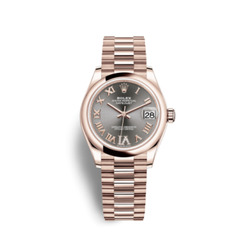 Rolex Datejust 31 Rose Gold / Domed / Grey - Roman / President