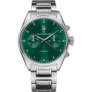 Claude Bernard Proud Heritage Automatic Chronograph Silver / Green