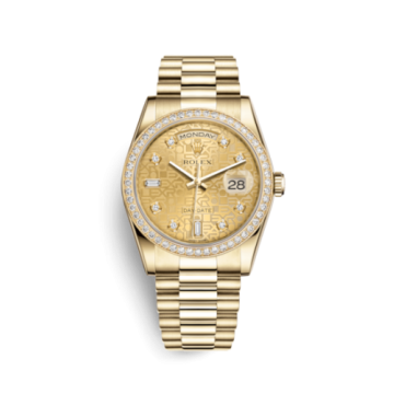 Rolex Day-Date 36 Yellow Gold Diamonds / President / Champagne Computer