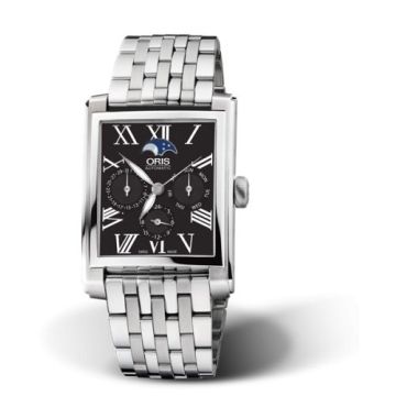 Oris Rectangular Complication Stainless Steel / Black - Roman / Bracelet