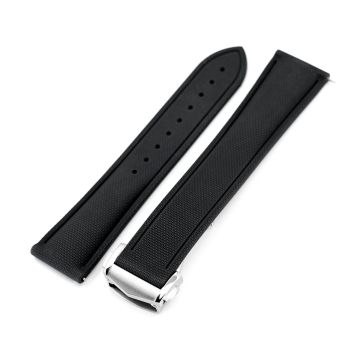 FKM33 Black Rubber Quick Release Watch Band, Deployment Clasp - 7mm