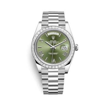 Rolex Day-Date 40 Platinum - Baguette / Green Roman