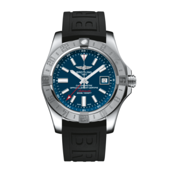 Breitling Avenger II GMT Stainless Steel / Mariner Blue / Rubber / Pin