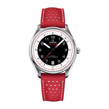 Omega Seamaster Master Co-Axial 39.5 Olympic Timekeeper Stainless Steel / Black / Red