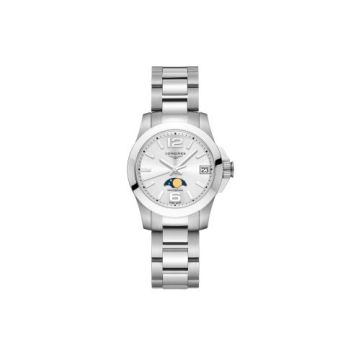 Longines Conquest 29.5 Quartz Moonphase Stainless Steel / Black / Bracelet