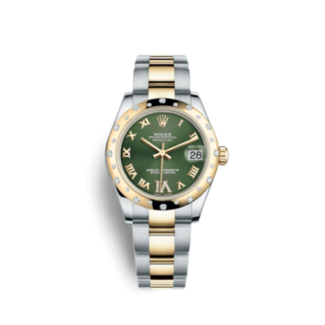 Rolex Datejust 31 Rolesor Yellow Domed Diamond / Oyster / Olive Green Roman