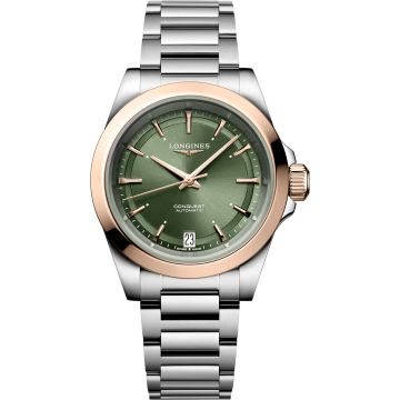 Longines Conquest 34 Stainless Steel - Pink Gold / Green / Bracelet