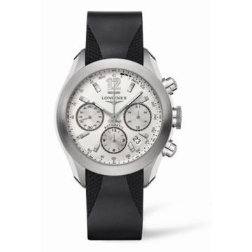 Longines GrandeVitesse Chronograph Silver Rubber