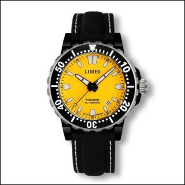 Limes 1Tausend Automatic PVD Yellow - Leather strap