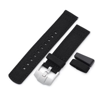 Black Quick Release Canvas Watch Strap, 22mm or 20mm - 22mm